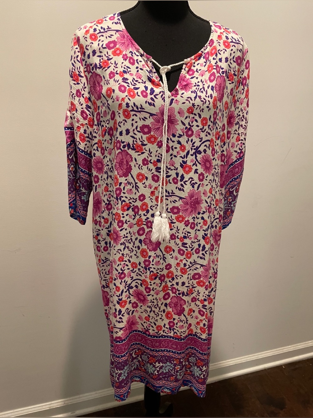 Halife Vibrant Colored Loose Fit Dress Swim Cover Size L Multicolor Bohemian